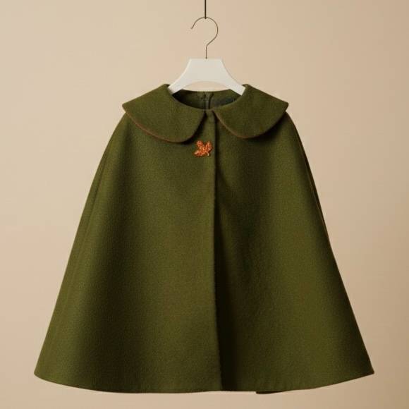 Rustique | Girl’s Winter Wool Cape with Embroidery