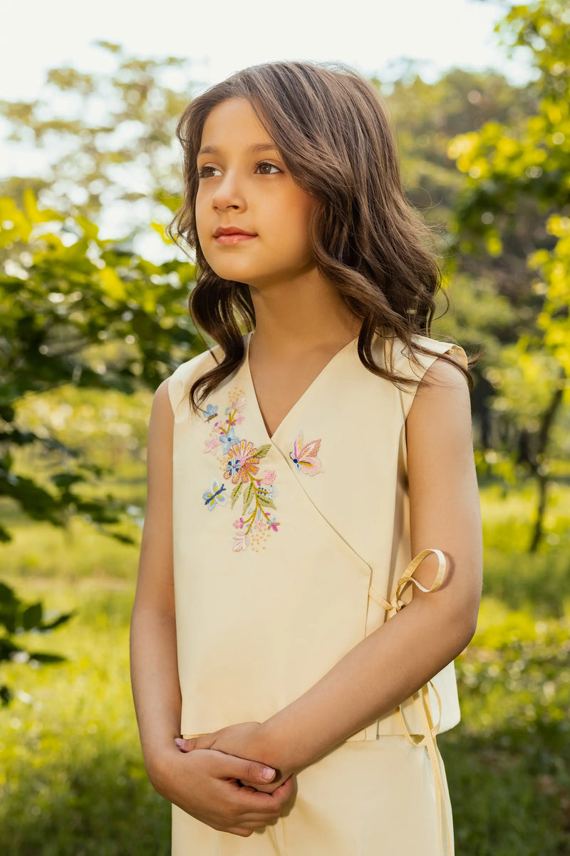 Buttercup | Pure cotton co-ord set with hand-embroidered floral motifs