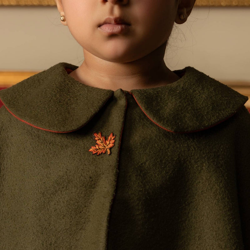 Rustique | Girl’s Winter Wool Cape with Embroidery