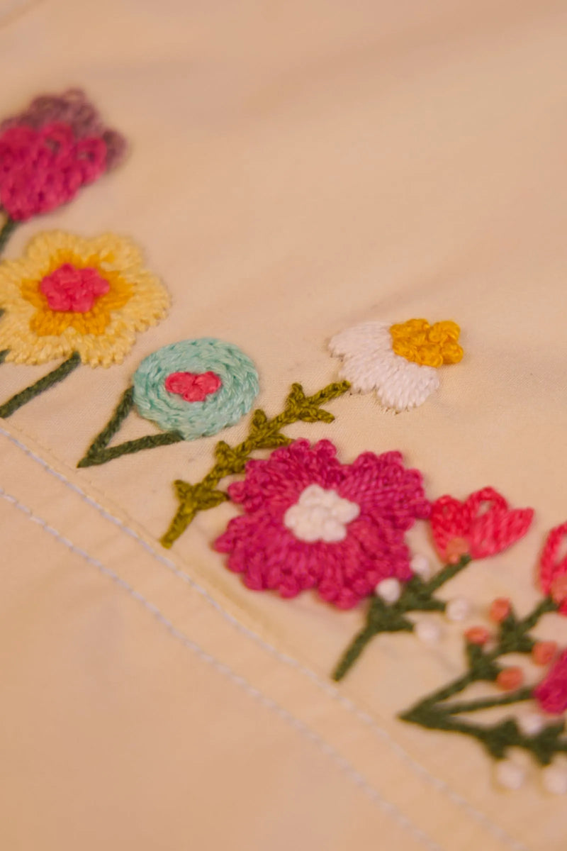 Cabana | Two-piece cotton co-ord set with floral hand embroidery