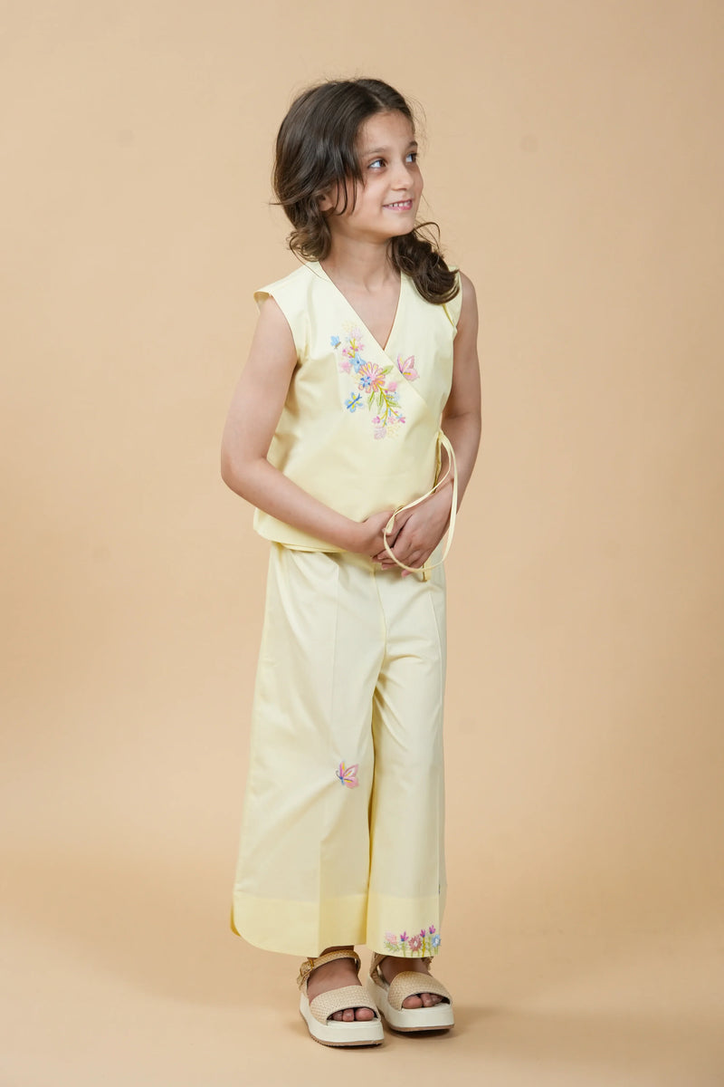 Buttercup | Pure cotton co-ord set with hand-embroidered floral motifs