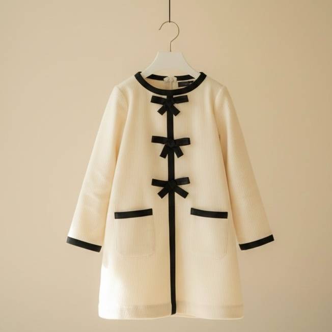 Praline | Girl’s Corduroy A-Line Dress with Bow Detail